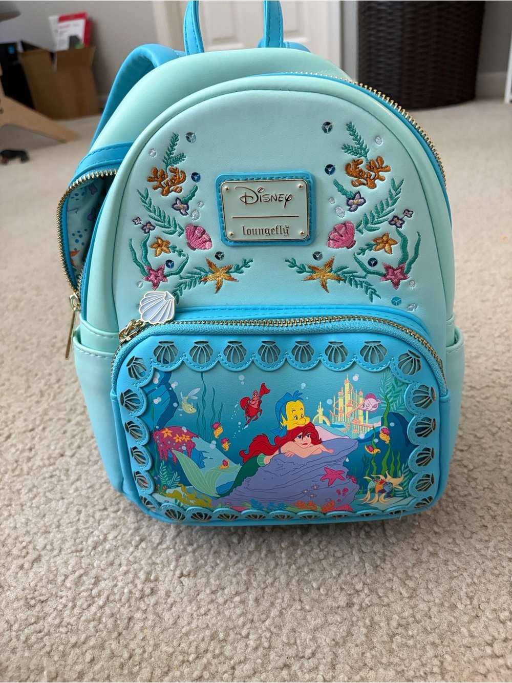 Loungefly aqua and turquoise Little Mermaid kids mini backpack